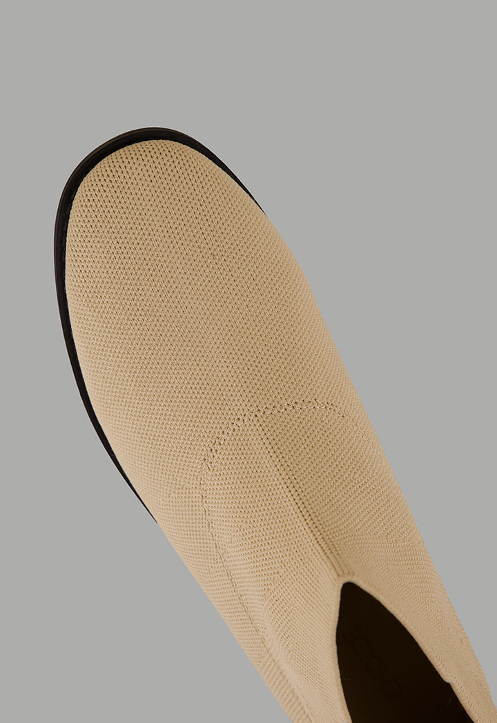 Choice Lace Less Flat Boots Beige