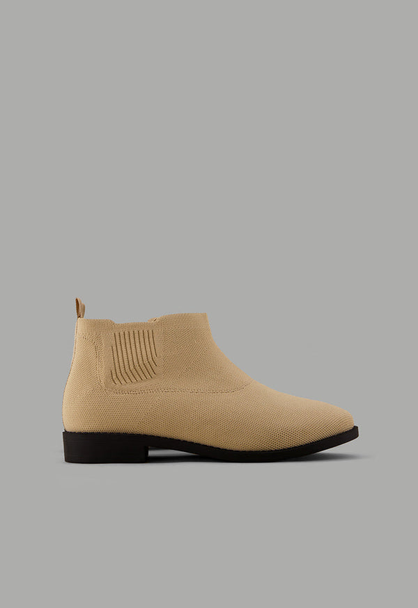 Choice Lace Less Flat Boots Beige