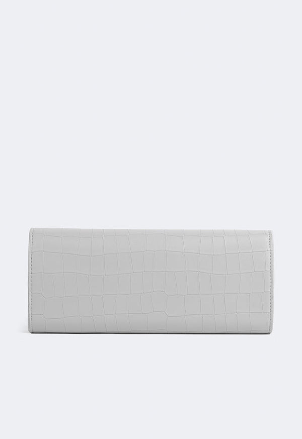 Choice Embossed Croc Clutch Grey