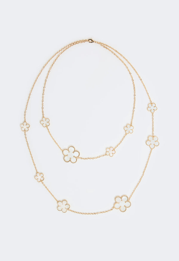 Choice Floral Opera Necklace White