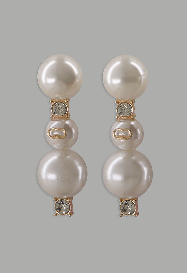 Choice Crystal Faux Pearls Earrings Off White