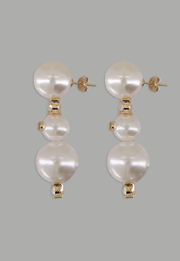 Choice Crystal Faux Pearls Earrings Off White