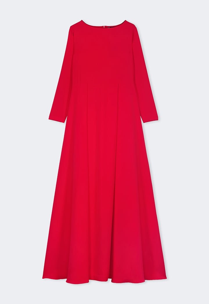 Choice Solid Overlay Maxi Dress Red