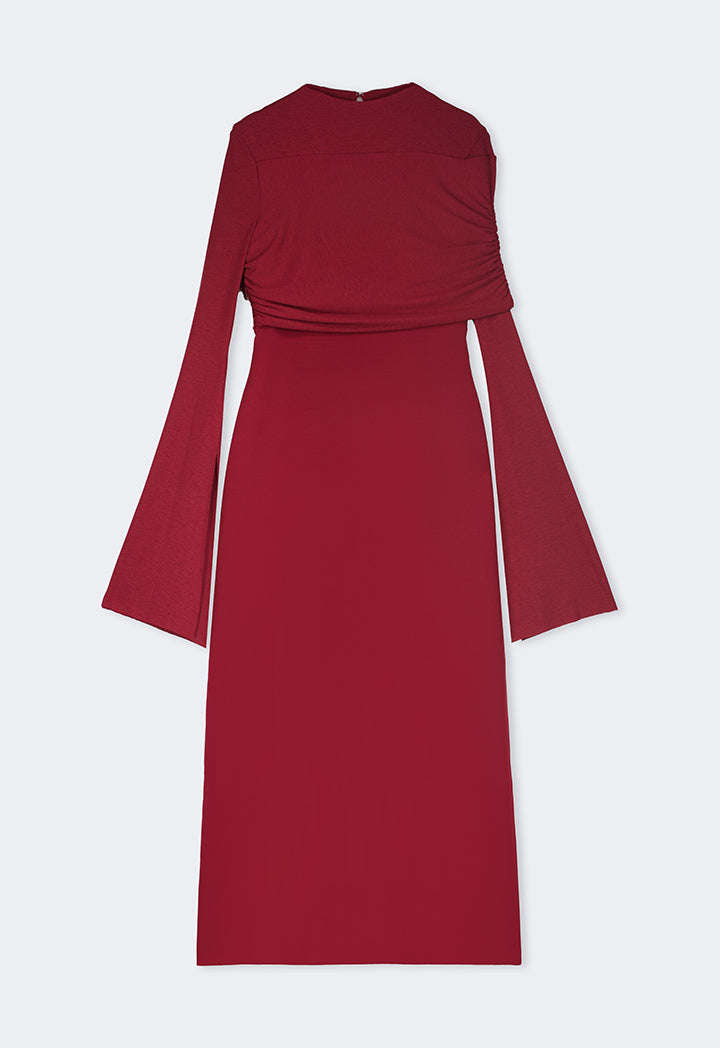 Choice Maxi Dress With Overlay Knitted Wine