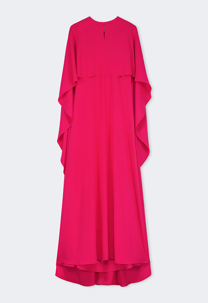 Choice Cape Details Maxi Dress Fuchsia