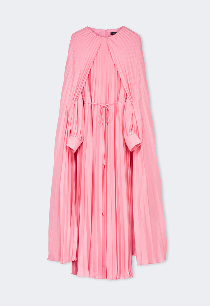 Choice Pleated Cape Details Maxi Dress  Pink