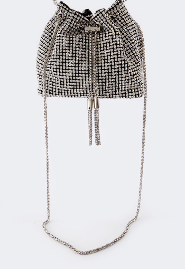 Choice Crystal Bucket Bag Silver