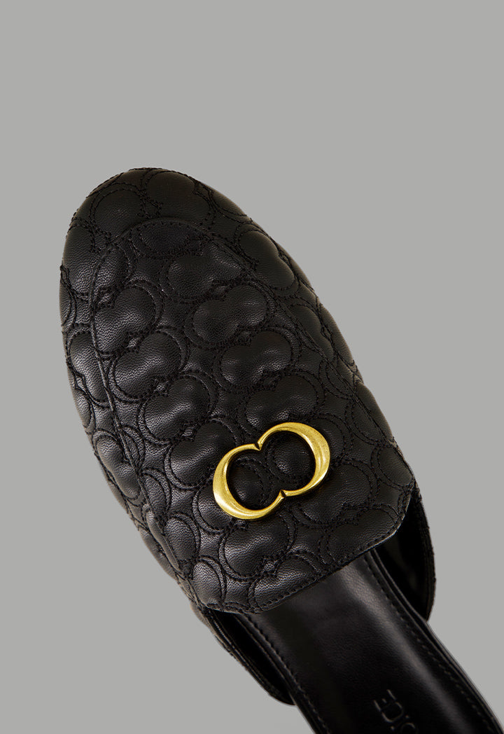 Choice Quilted Embellished Mules Black