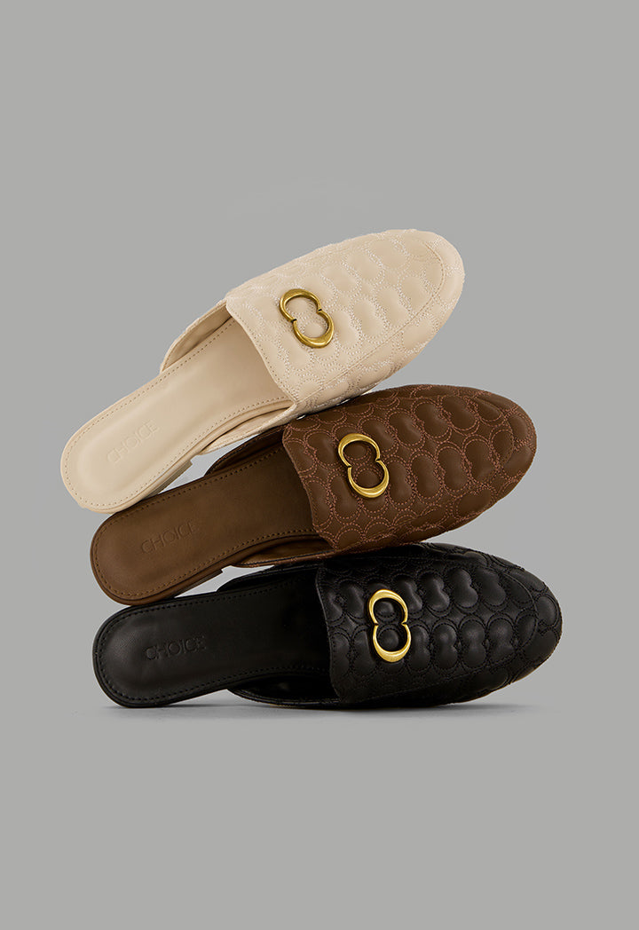 Choice Quilted Embellished Mules Black