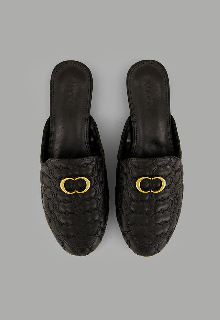 Choice Quilted Embellished Mules Black