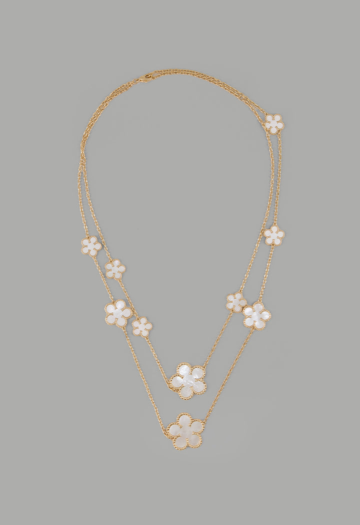 Choice Long Floral Clove Necklace White