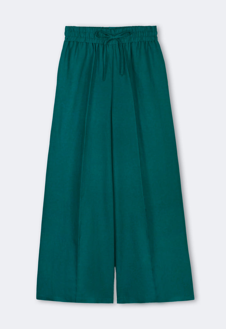 Choice Basic Elastic Waistband Linen Trousers Teal