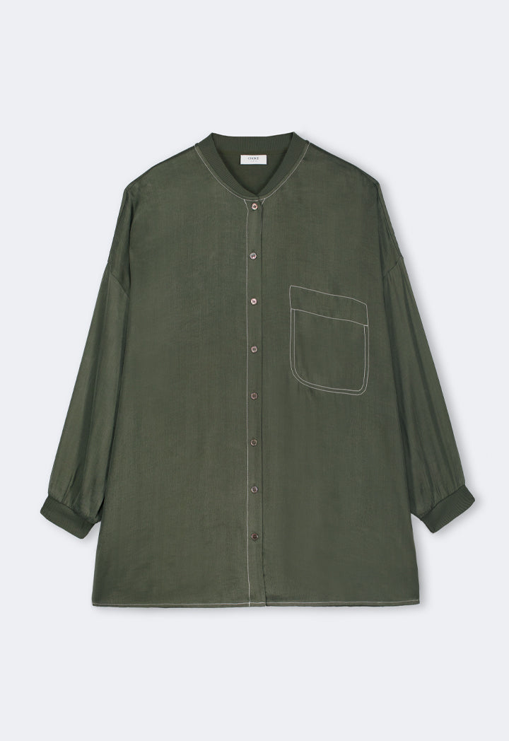 Choice Drop Shoulder Solid Shirt Khaki