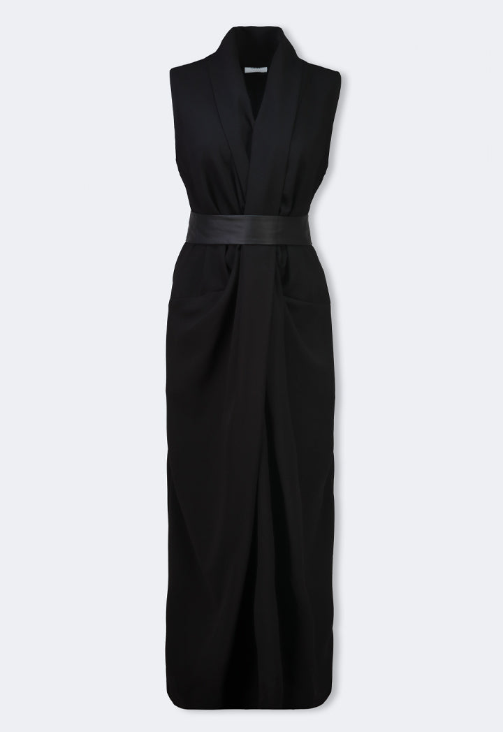 Choice Belted Sleeveless Maxi Dress Black