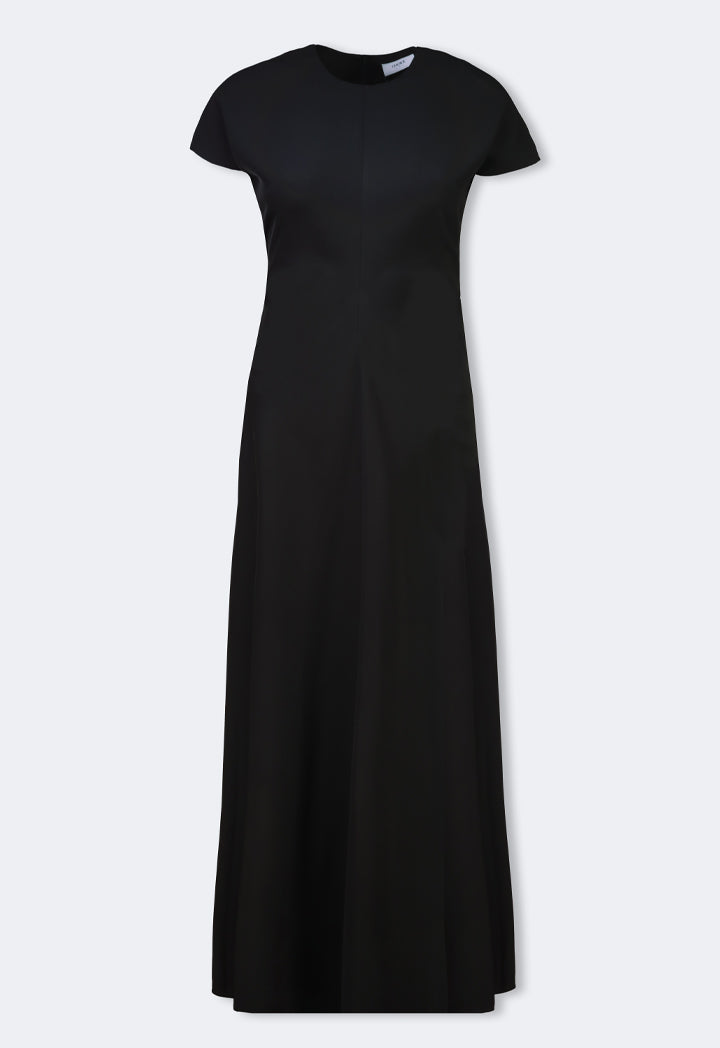 Choice Gathered Waist Flared Dress Black