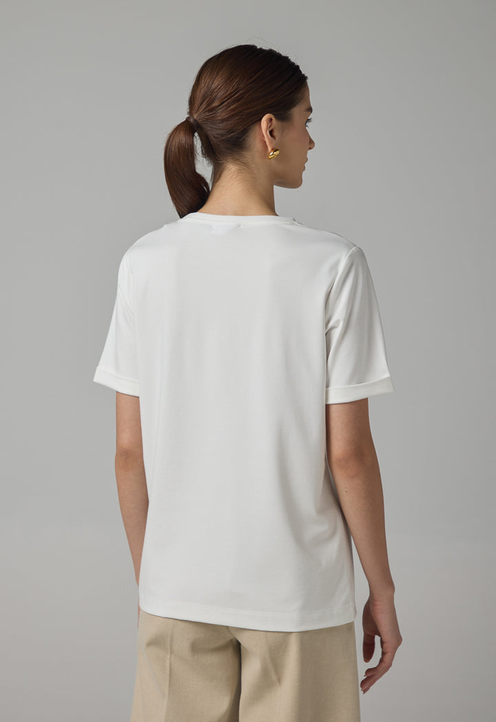 Choice Crystal Embellished Monogram T-Shirt Off White