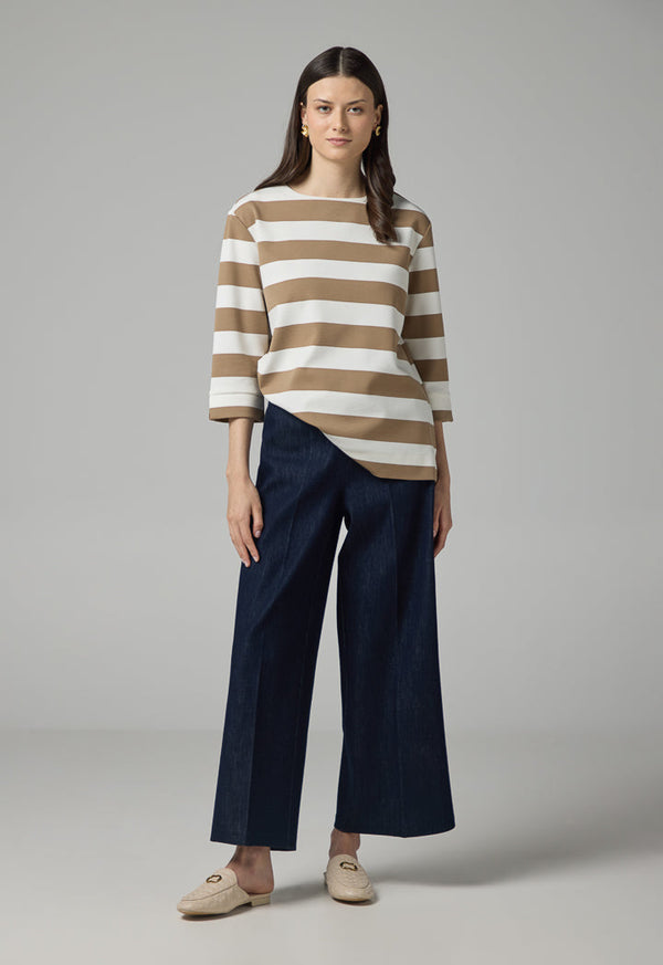 Choice Contrast Striped T-Shirt Offwhite-Beige