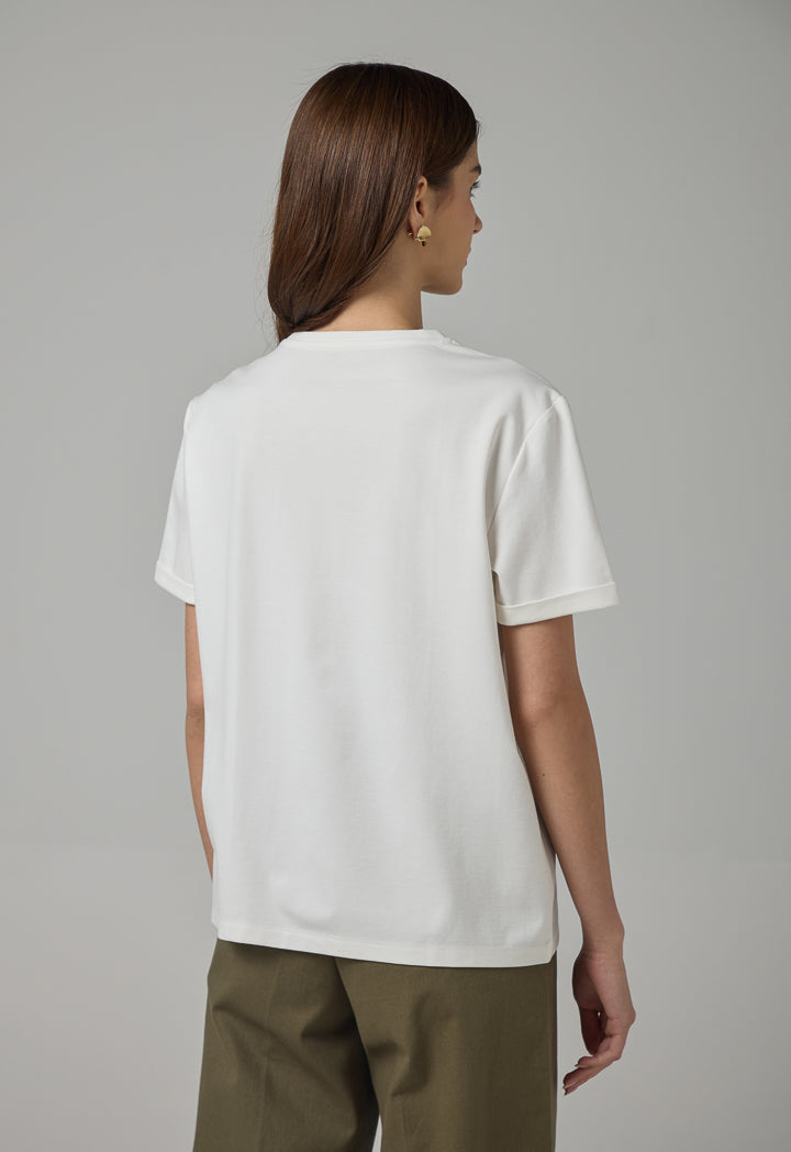 Choice Floral Embroidered Patch T-Shirt Off White
