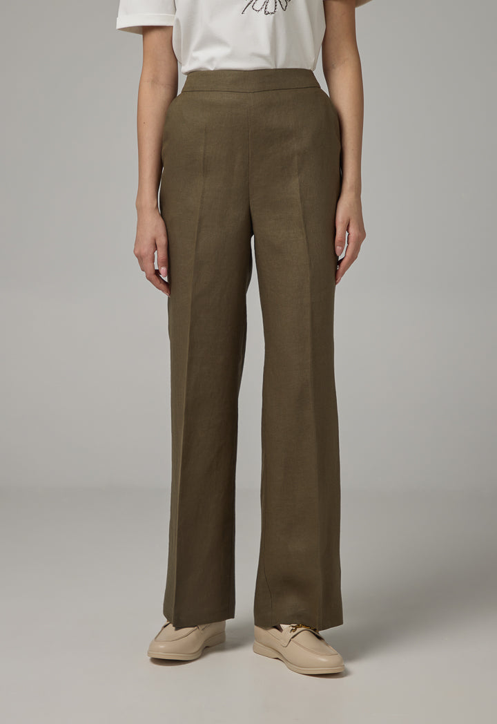 Choice Basic Wide Leg Trousers Khaki