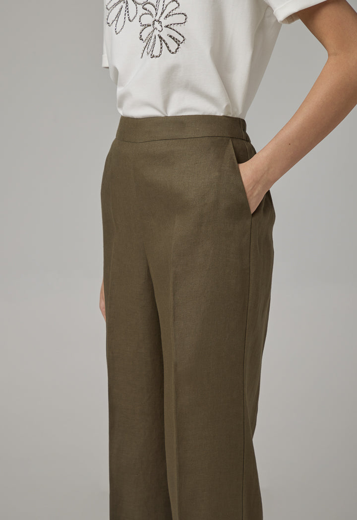 Choice Basic Wide Leg Trousers Khaki