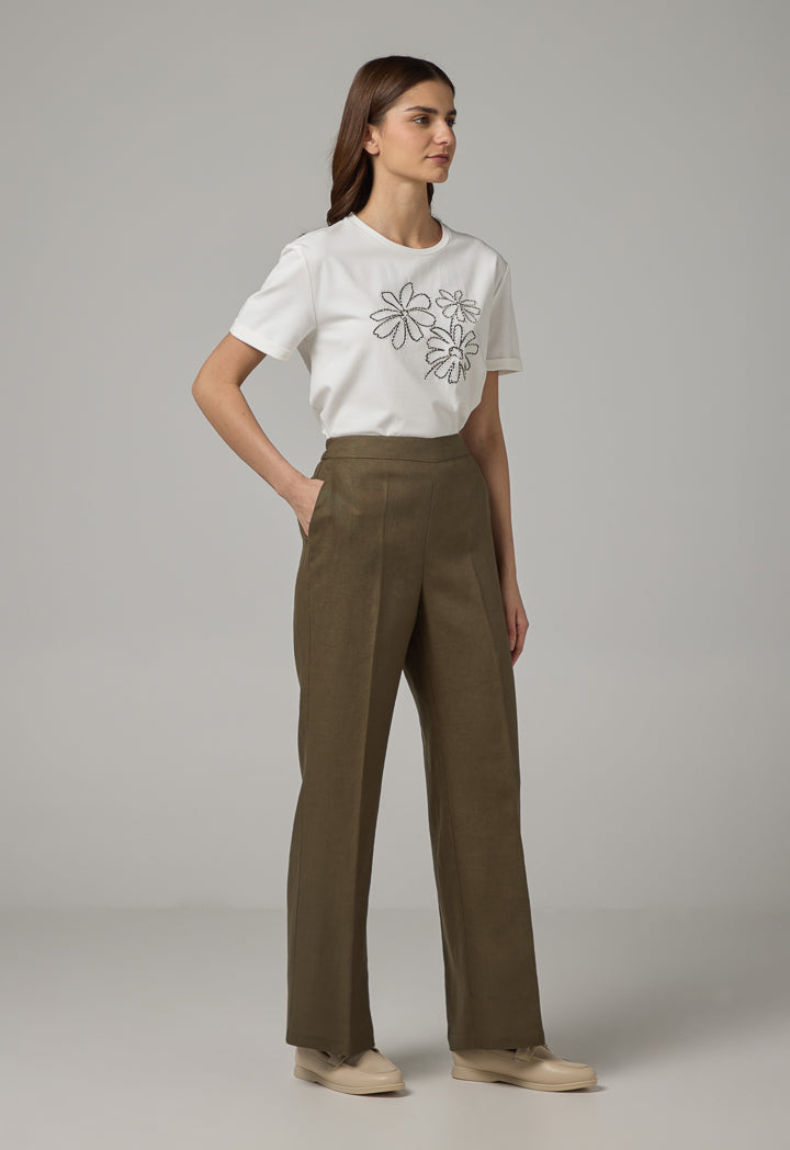 Choice Basic Wide Leg Trousers Khaki