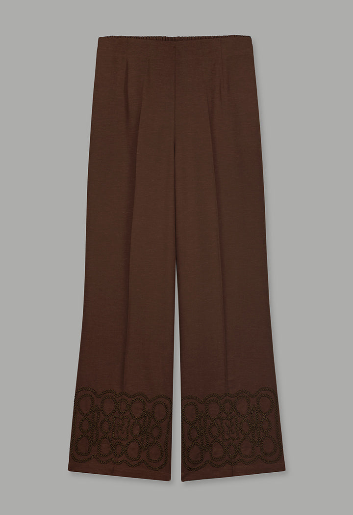 Choice Solid Wide Leg Trousers Brown