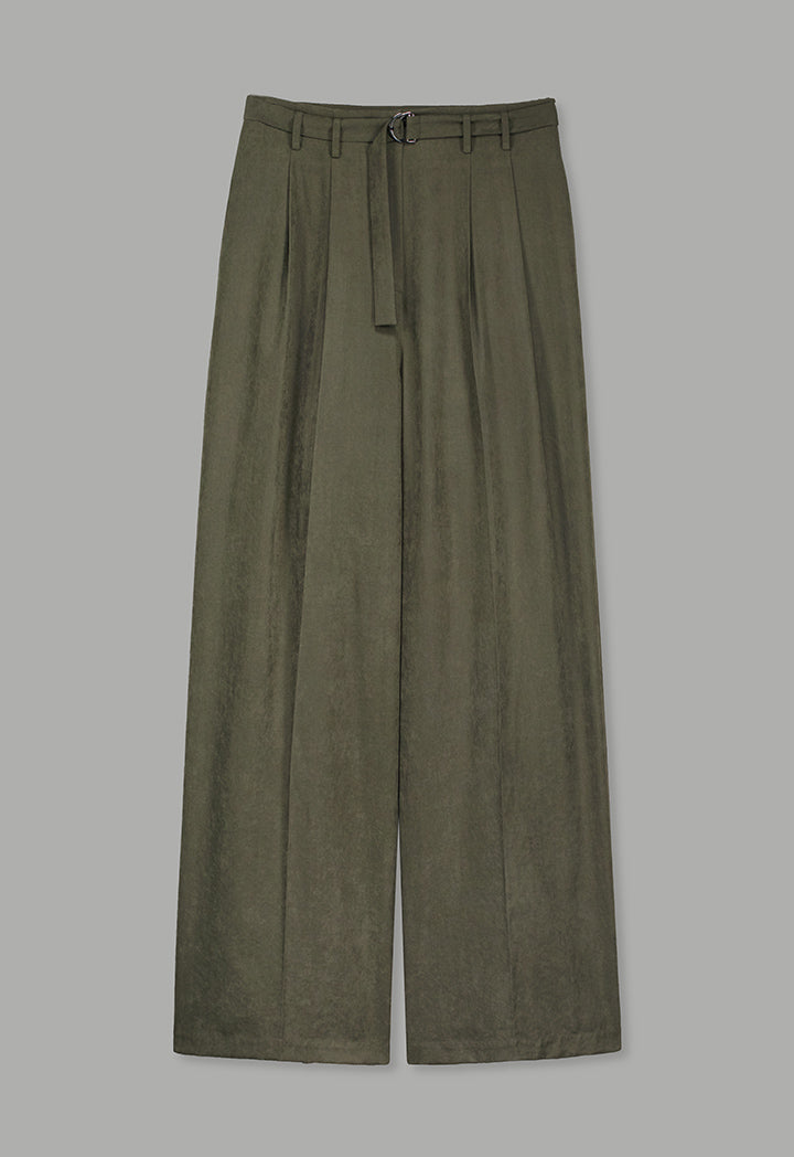 Choice Basic Straight Wide Leg Trousers Khaki