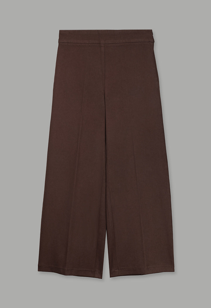 Choice Wide Leg Denim Trousers Brown