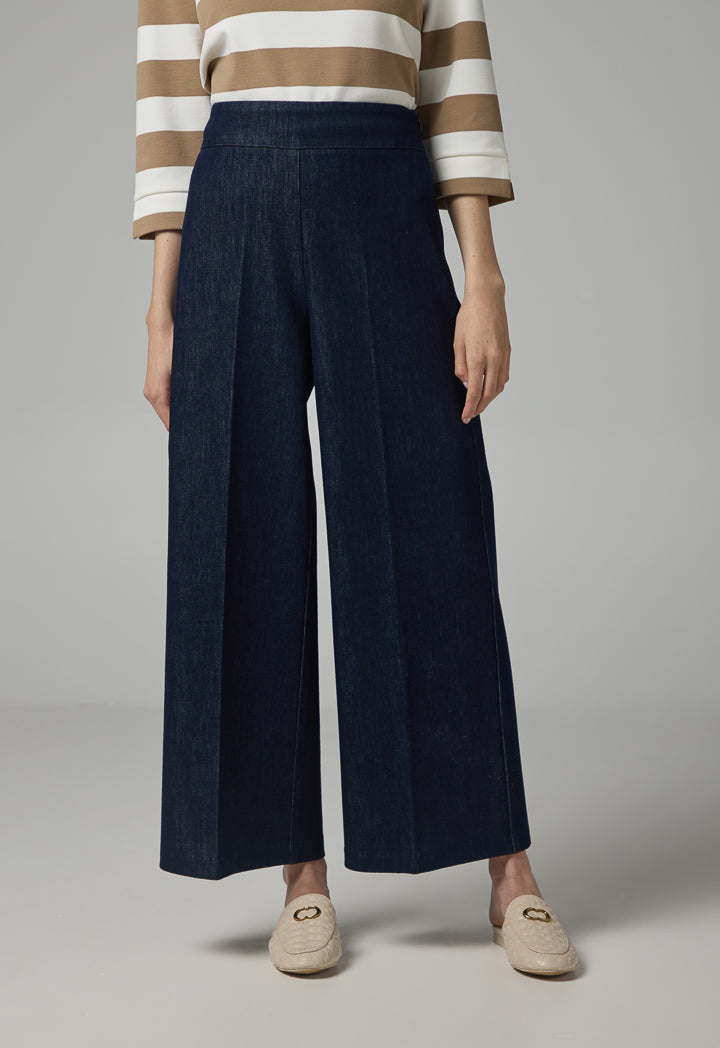 Choice Wide Leg Denim Trousers Navy