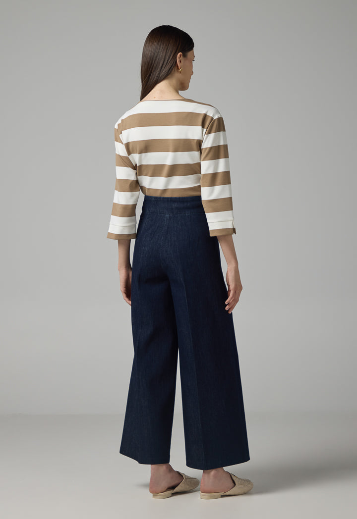 Choice Wide Leg Denim Trousers Navy