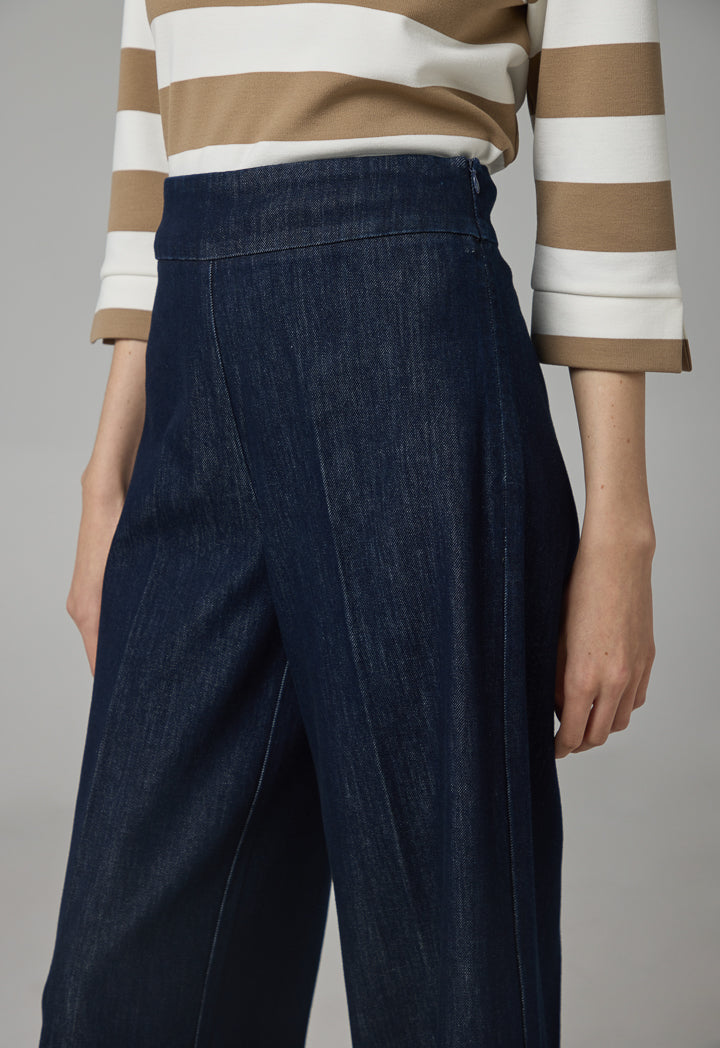 Choice Wide Leg Denim Trousers Navy