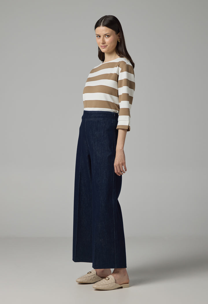 Choice Wide Leg Denim Trousers Navy