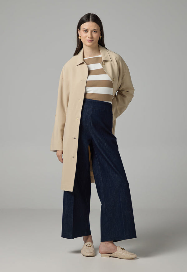 Choice Wide Leg Denim Trousers Navy