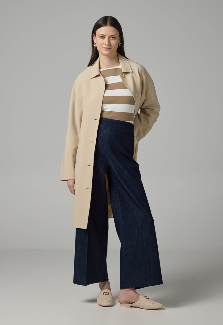 Choice Wide Leg Denim Trousers Navy
