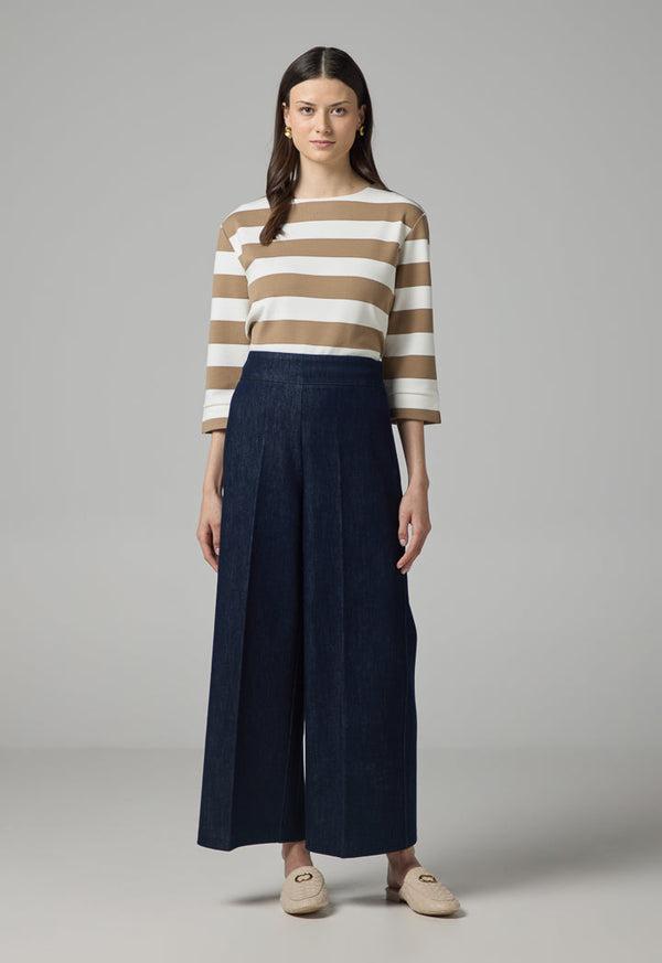 Choice Wide Leg Denim Trousers Navy