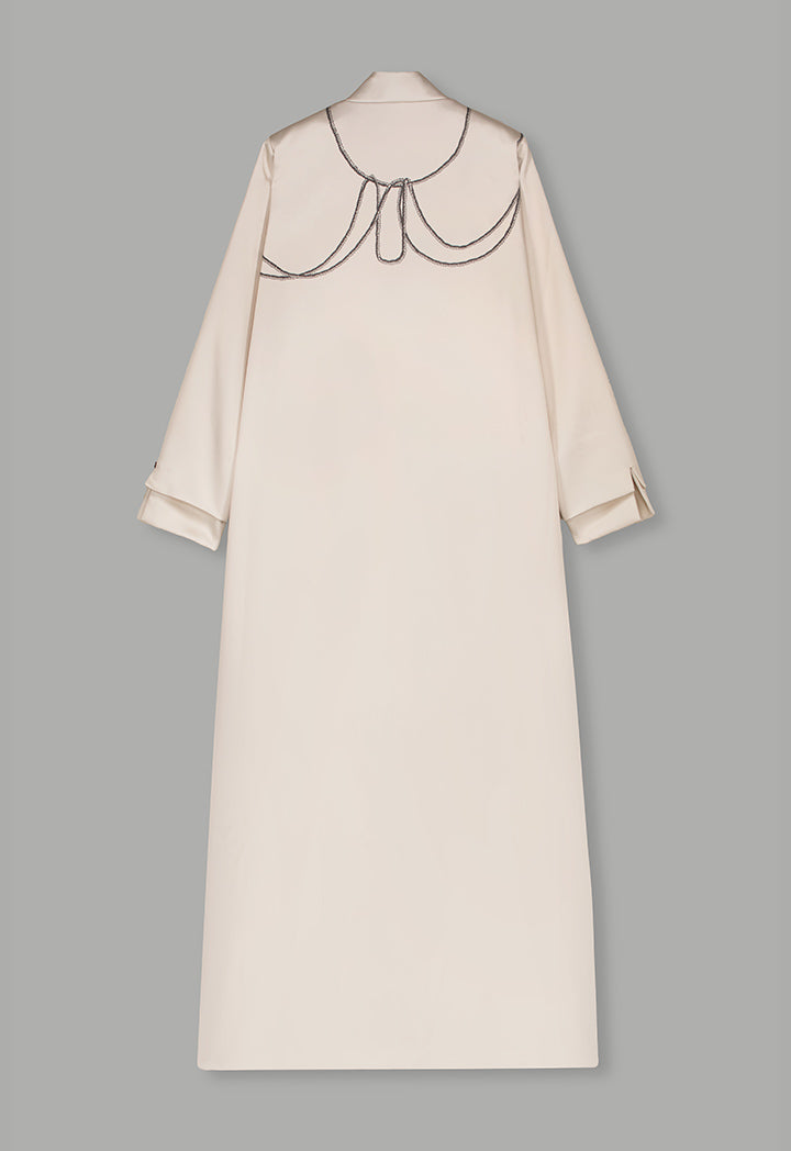 Choice Long Sleeve Contrast Abaya With Hijab (2 Pcs) Beige