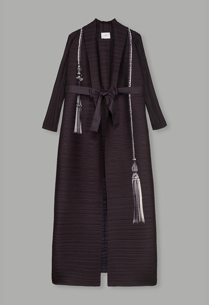 Choice Long Sleeve Printed Maxi Abaya Black