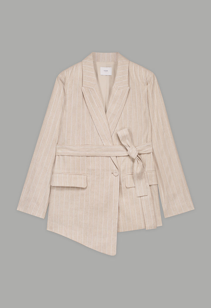 Choice Striped Smart Casual Blazer Beige