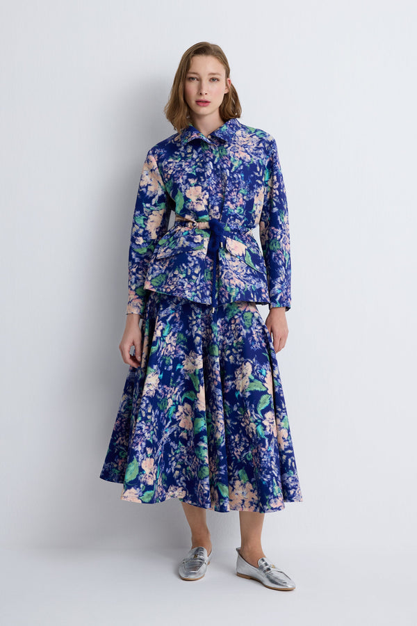 Nean Floral Printed Midi Skirt
 Multi Color