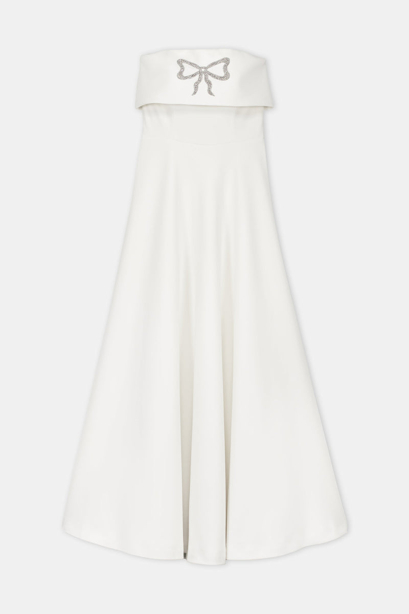 Nean Strapless Bow-Embellished Gown White