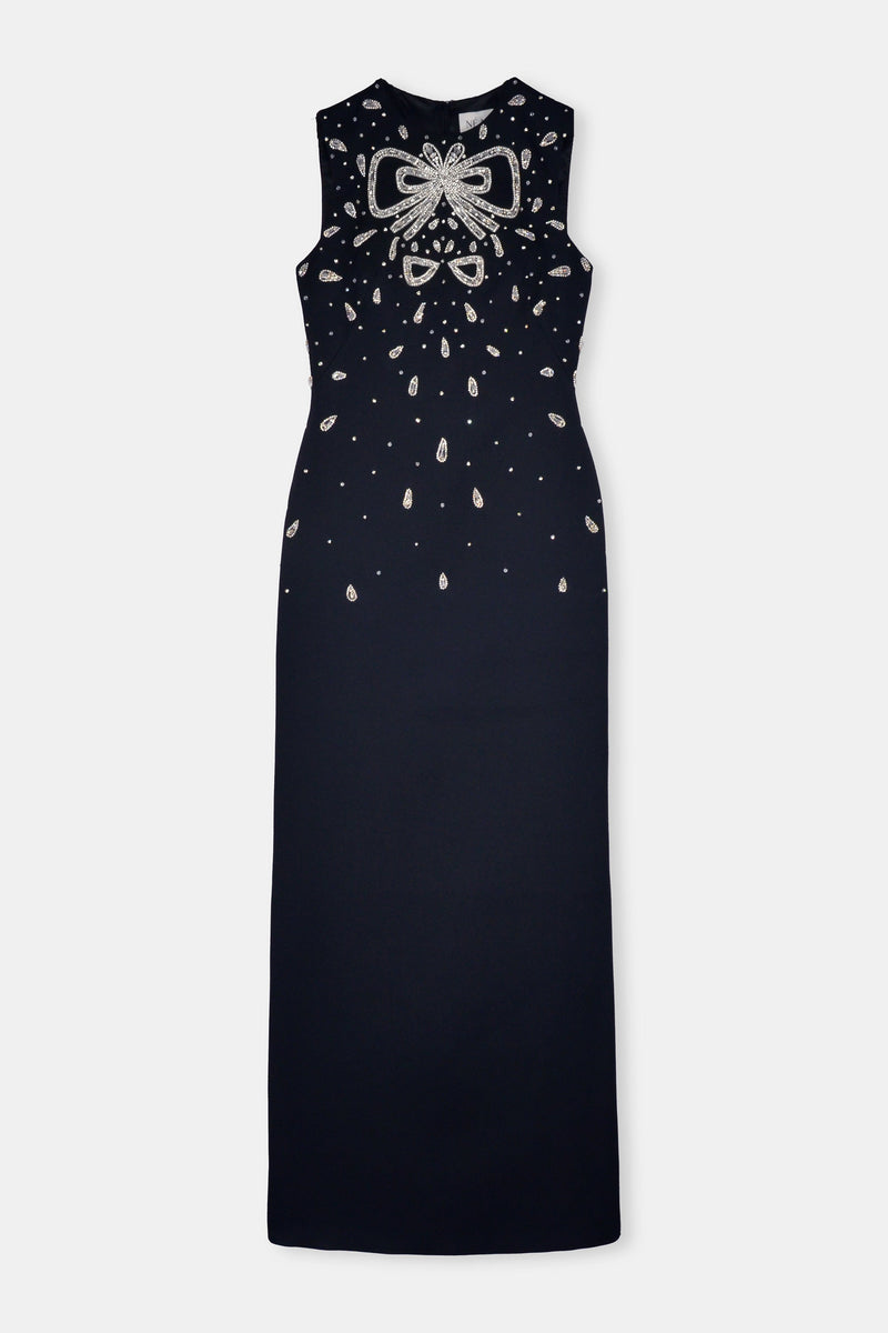 Nean Embellished Draped Kaftan Gown Black