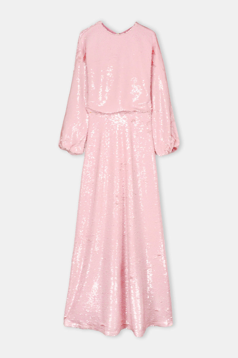 Nean Sequin Long-Sleeve Maxi Dress Light Pink