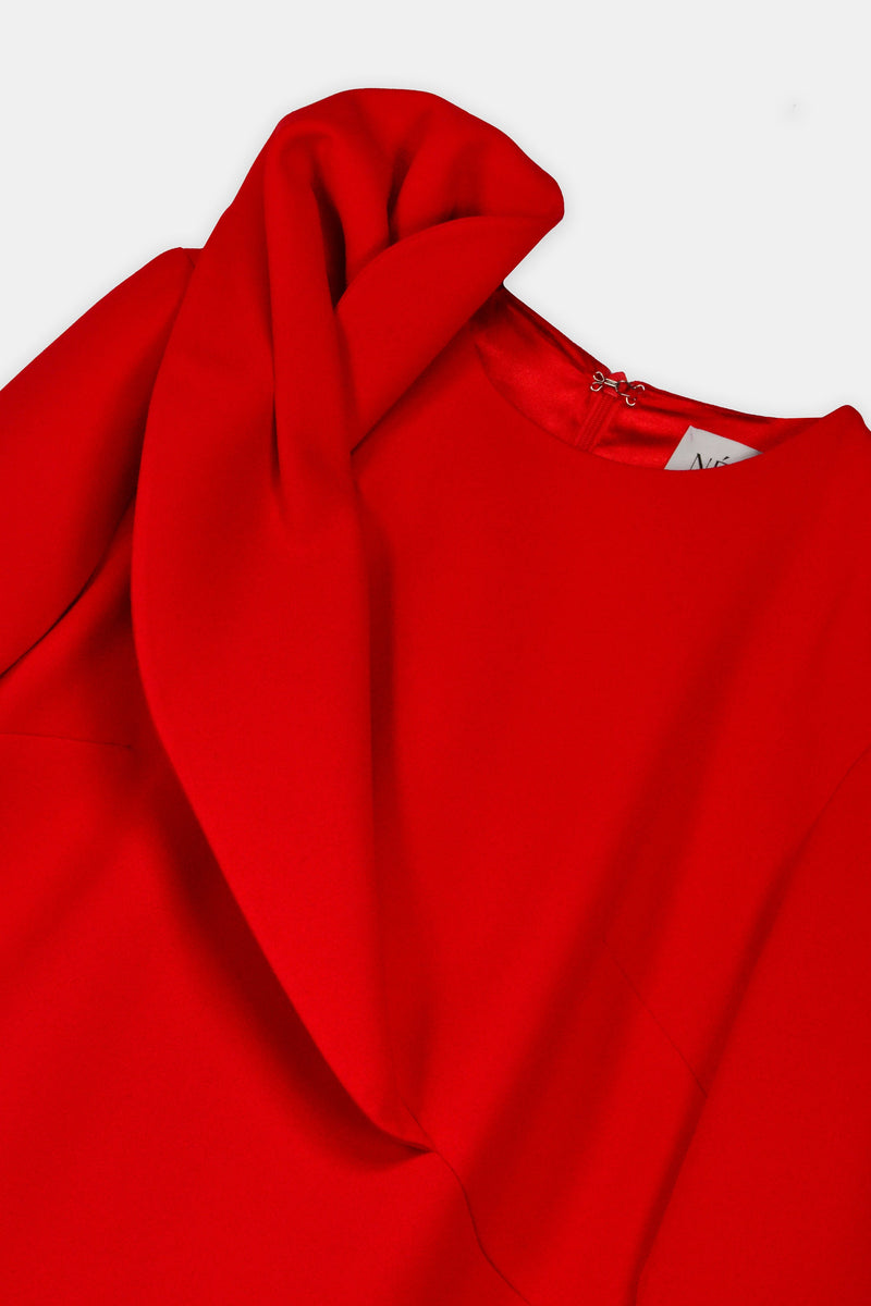 Nean Calla Flower Draped Detailed Dress Red