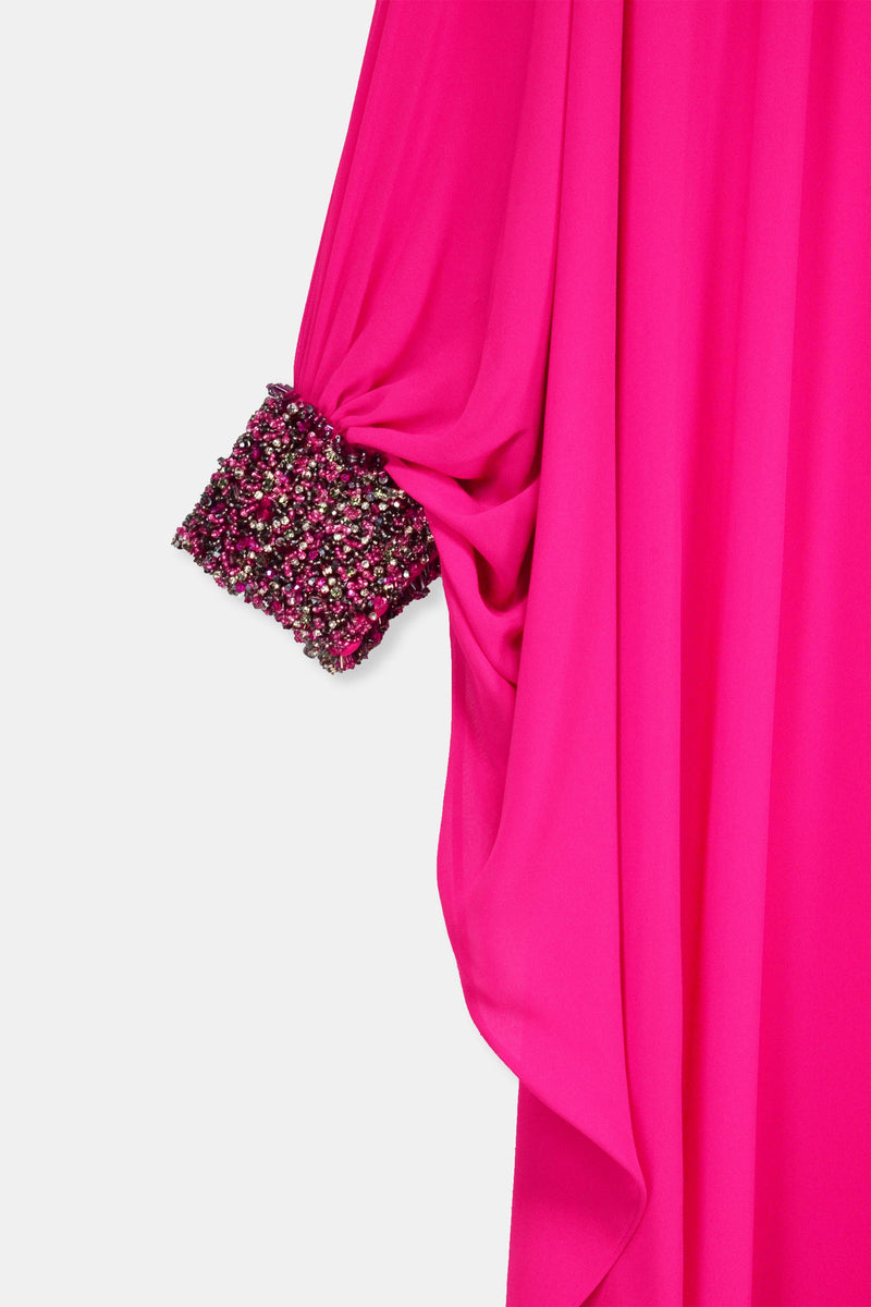 Nean Embellished Cuff Kaftan Gown Fuchsia