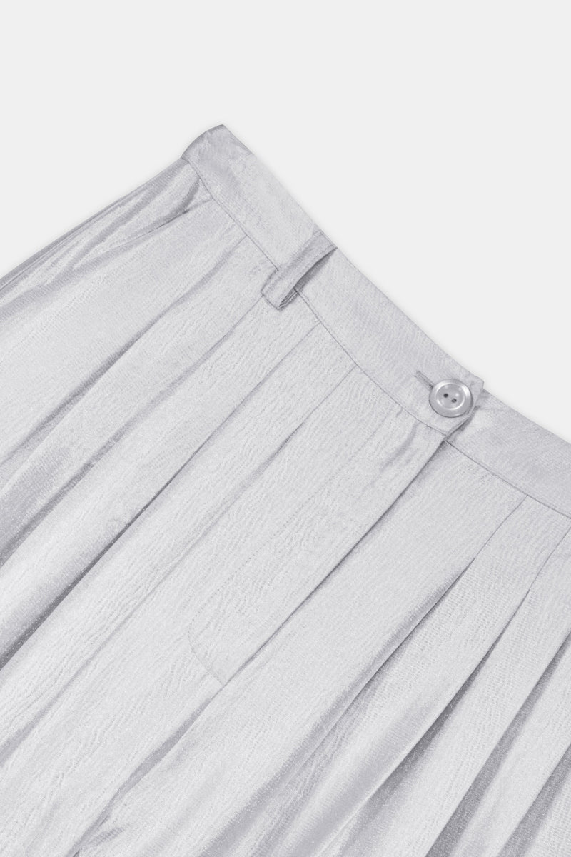 Nean Metallic Silver Wide-Leg Trousers Silver