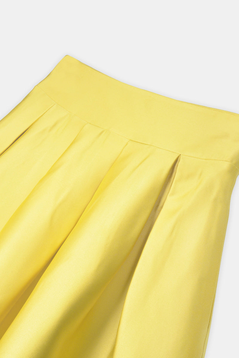 Nean Pleated Satin Maxi Skirt Yellow
