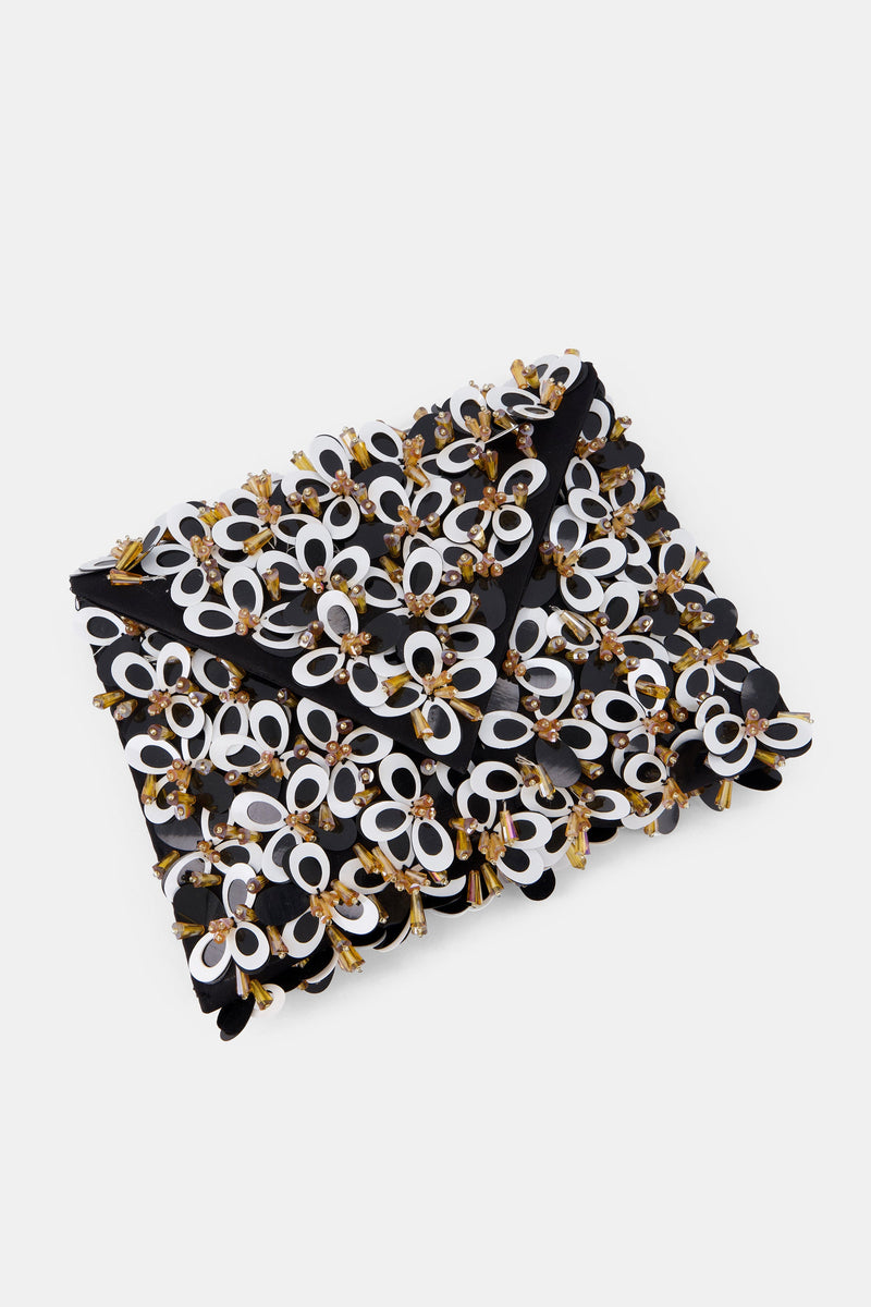 Nean Crystal Embellished Clutch Bag Black