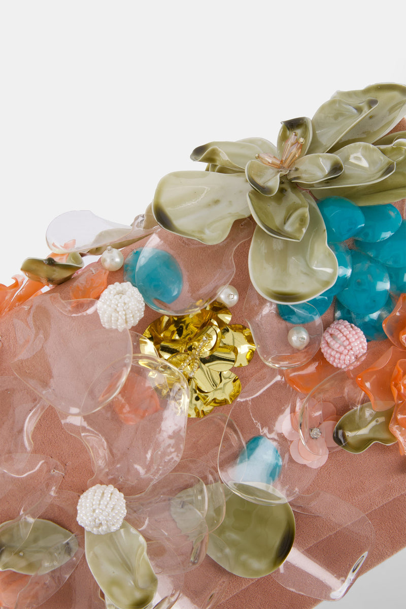 Nean Flowers Embellished Clutch Bag Pink