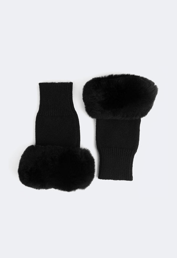 Choice Knitted Faux Fur Gloves Black