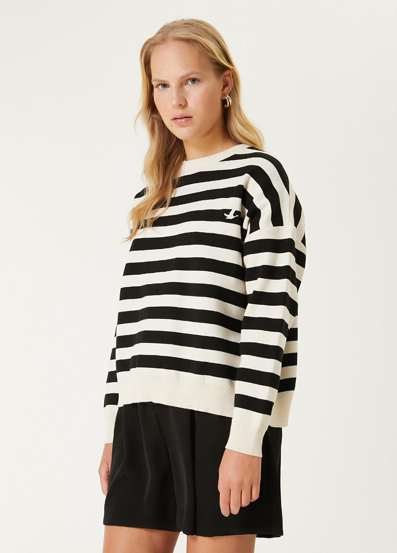 Beymen Club Stripe Patterned Sweater Black&White